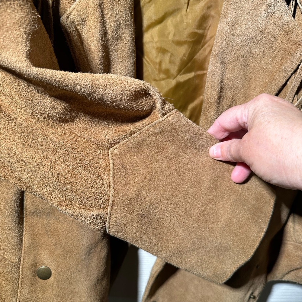 Women’s vintage Tan Leather Jacket with fringe size Medium - Picture 5 of 6
